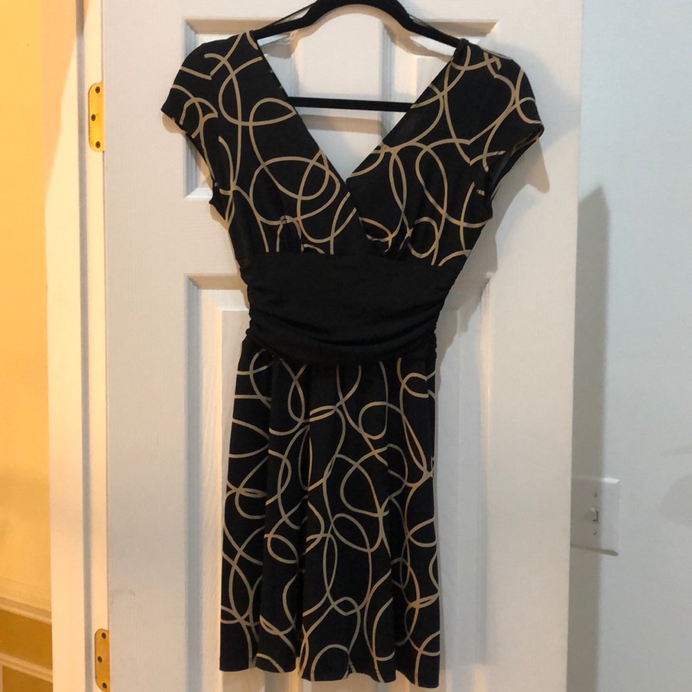 Maggy London Black and Tan Dress